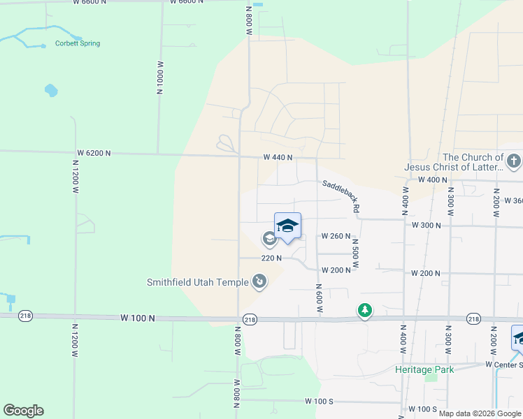 map of restaurants, bars, coffee shops, grocery stores, and more near 624 West 340 North in Smithfield