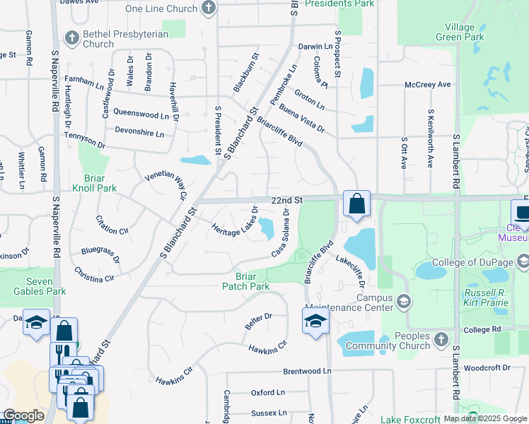 map of restaurants, bars, coffee shops, grocery stores, and more near 1201 Bunker Hill Court in Wheaton