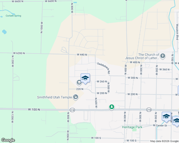 map of restaurants, bars, coffee shops, grocery stores, and more near 624 West 340 North in Smithfield