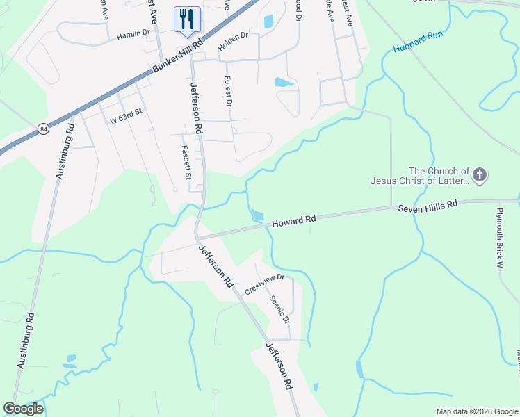 map of restaurants, bars, coffee shops, grocery stores, and more near 623 Howard Road in Ashtabula