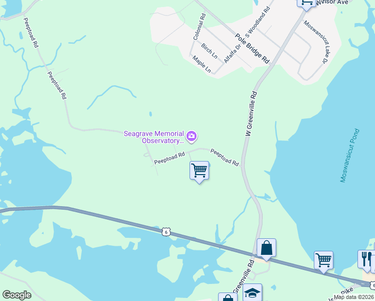 map of restaurants, bars, coffee shops, grocery stores, and more near 219 Peep Toad Road in Scituate