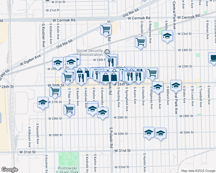 map of restaurants, bars, coffee shops, grocery stores, and more near 4010 West 26th Street in Chicago