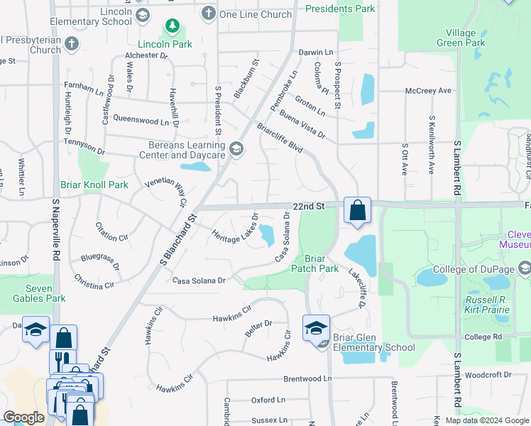 map of restaurants, bars, coffee shops, grocery stores, and more near 1201 Bunker Hill Court in Wheaton