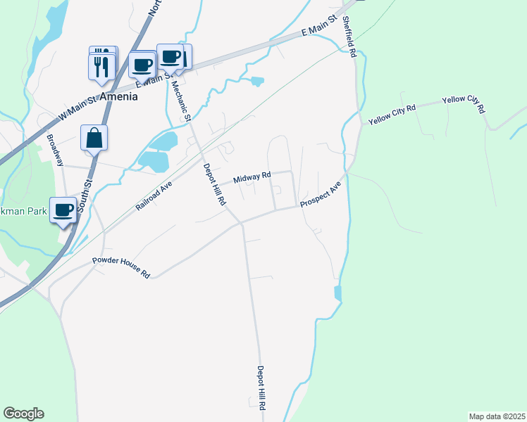 map of restaurants, bars, coffee shops, grocery stores, and more near 9 Prospect Avenue in Amenia