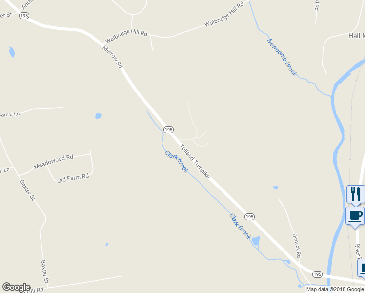 map of restaurants, bars, coffee shops, grocery stores, and more near 754 Tolland Turnpike in Tolland