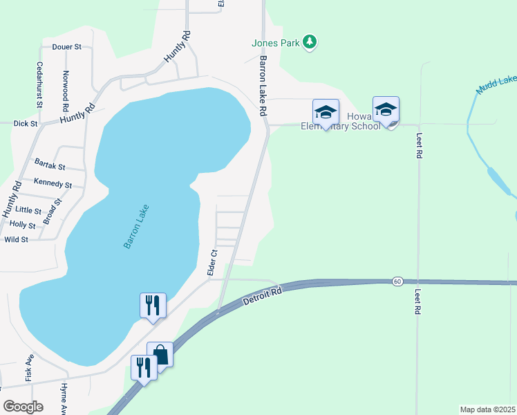 map of restaurants, bars, coffee shops, grocery stores, and more near 1231 Barron Lake Road in Niles