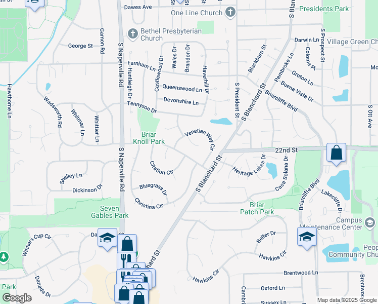 map of restaurants, bars, coffee shops, grocery stores, and more near 82 Citation Circle in Wheaton