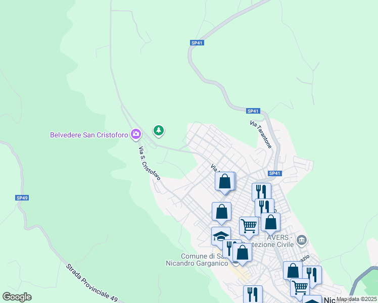map of restaurants, bars, coffee shops, grocery stores, and more near 17 Via dei Ciliegi in San Nicandro Garganico