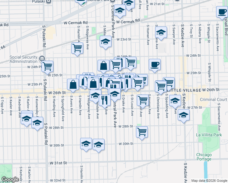 map of restaurants, bars, coffee shops, grocery stores, and more near in Chicago