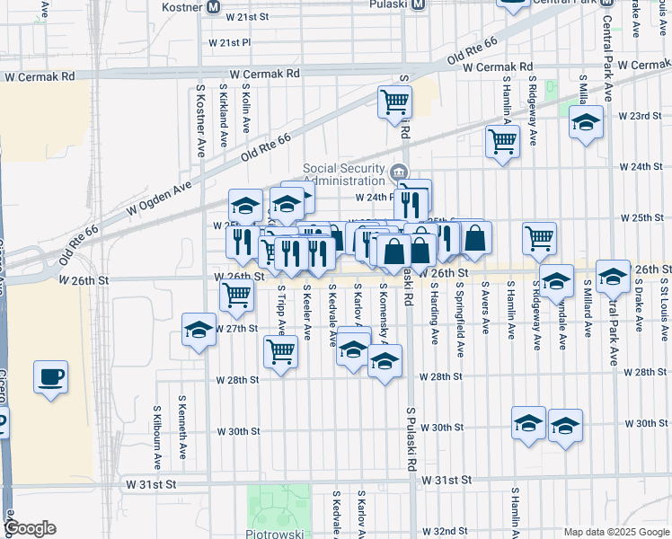 map of restaurants, bars, coffee shops, grocery stores, and more near in Chicago