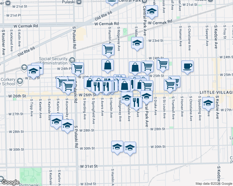 map of restaurants, bars, coffee shops, grocery stores, and more near in Chicago