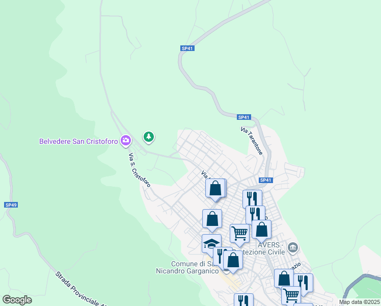 map of restaurants, bars, coffee shops, grocery stores, and more near 17 Via dei Ciliegi in San Nicandro Garganico