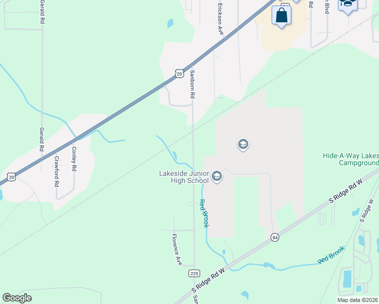 map of restaurants, bars, coffee shops, grocery stores, and more near 6540 Sanborn Road in Ashtabula
