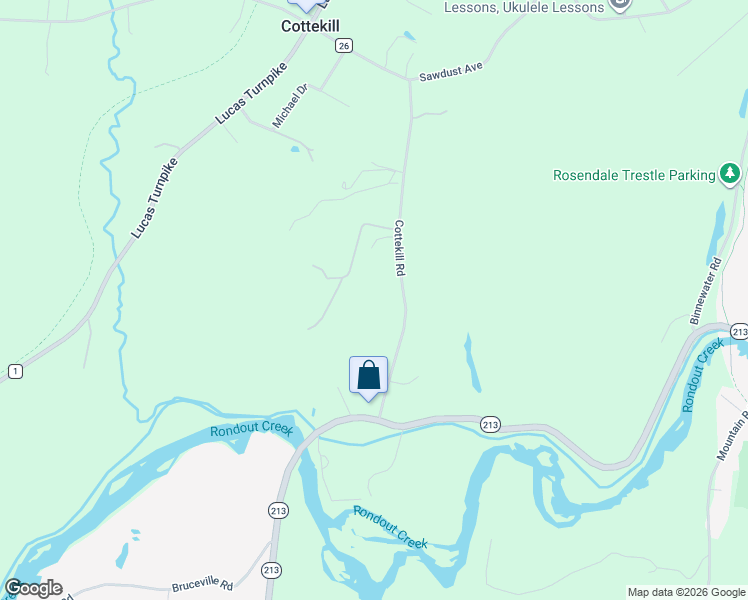 map of restaurants, bars, coffee shops, grocery stores, and more near 73 Cottekill Road in Cottekill