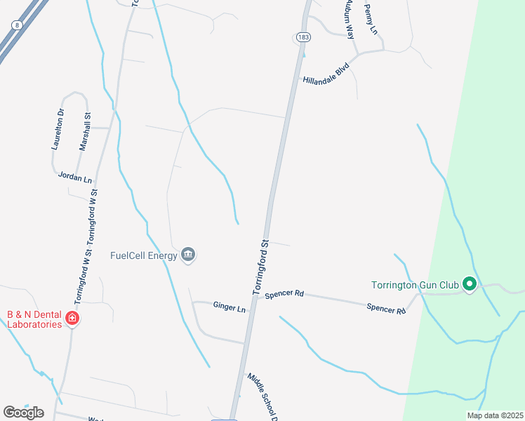 map of restaurants, bars, coffee shops, grocery stores, and more near 2195 Torringford Street in Torrington