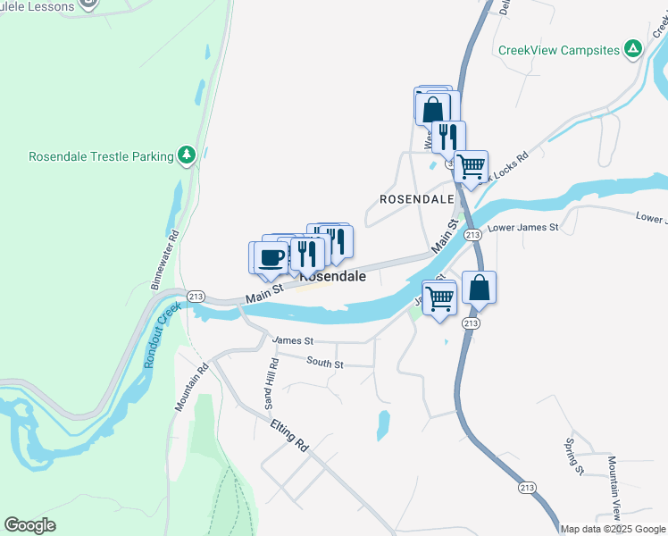 map of restaurants, bars, coffee shops, grocery stores, and more near in Rosendale