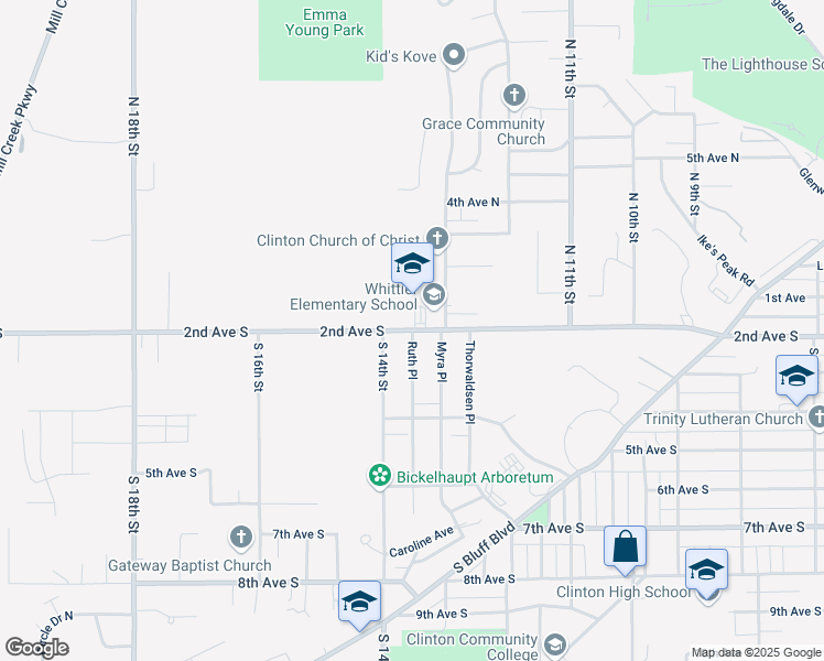 map of restaurants, bars, coffee shops, grocery stores, and more near 201 Ruth Place in Clinton