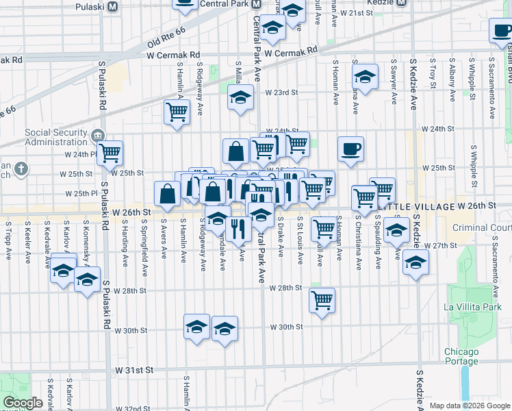 map of restaurants, bars, coffee shops, grocery stores, and more near in Chicago