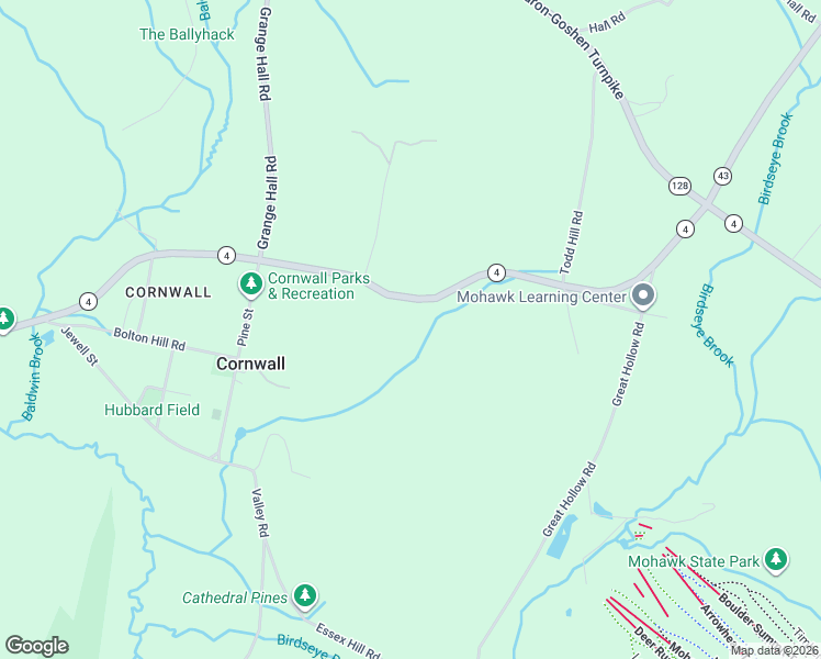 map of restaurants, bars, coffee shops, grocery stores, and more near 39 Cemetery Hill Road in Cornwall