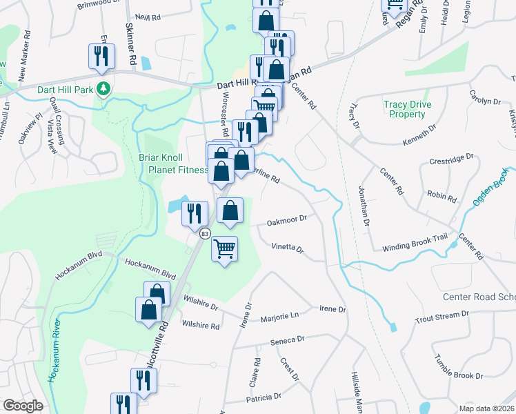 map of restaurants, bars, coffee shops, grocery stores, and more near 24 Howard Drive in Vernon