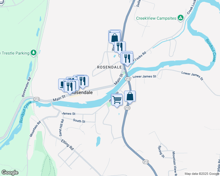 map of restaurants, bars, coffee shops, grocery stores, and more near 296 Main St in Rosendale Village