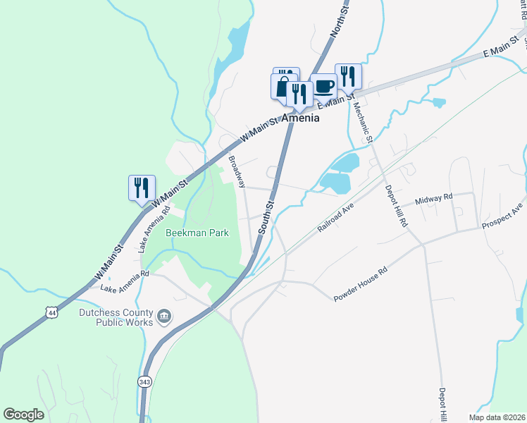 map of restaurants, bars, coffee shops, grocery stores, and more near 4825 Route 22 in Amenia