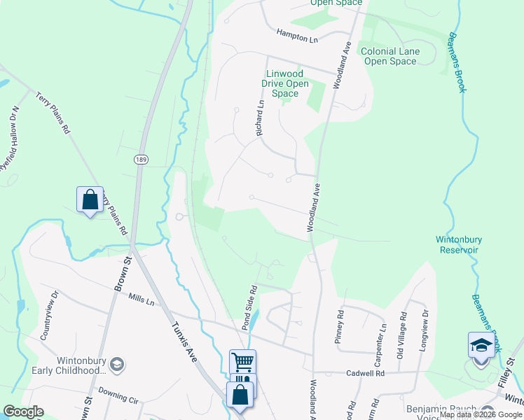 map of restaurants, bars, coffee shops, grocery stores, and more near 40 Ashley Court in Bloomfield