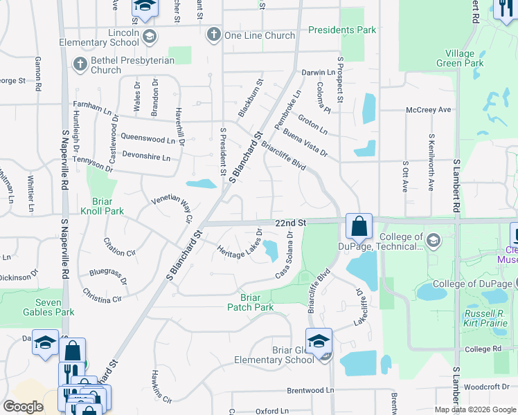 map of restaurants, bars, coffee shops, grocery stores, and more near 1194 Leicester Court in Wheaton