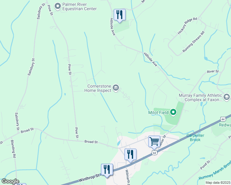 map of restaurants, bars, coffee shops, grocery stores, and more near 43 Colonial Way in Rehoboth