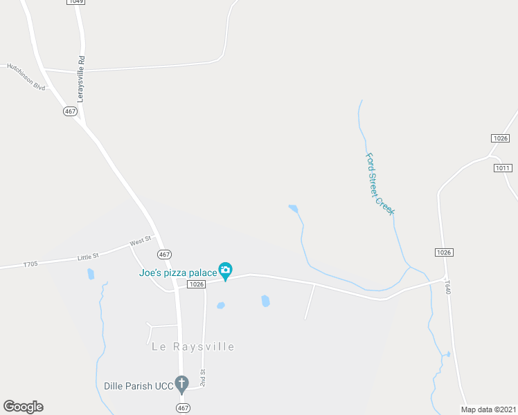 map of restaurants, bars, coffee shops, grocery stores, and more near East Street in Le Raysville