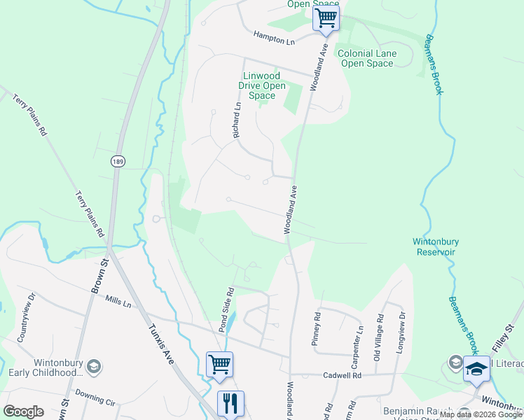 map of restaurants, bars, coffee shops, grocery stores, and more near Ashley Court in Bloomfield