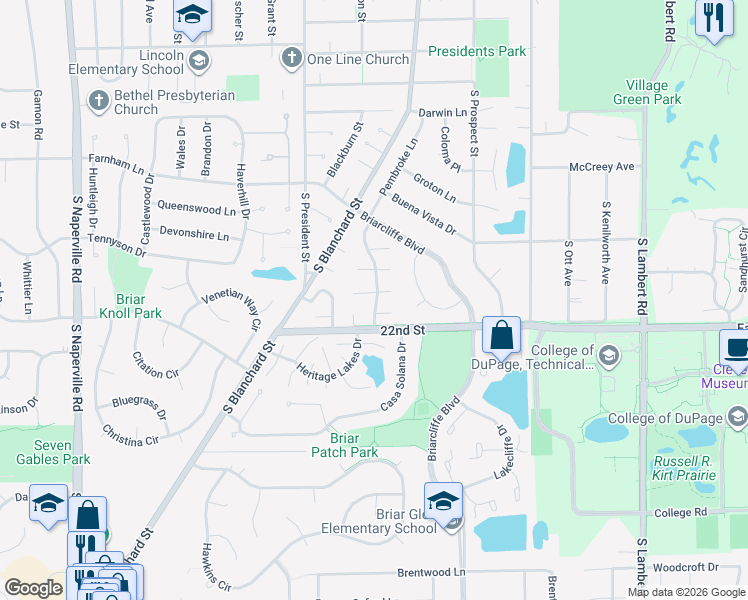 map of restaurants, bars, coffee shops, grocery stores, and more near 1194 Leicester Court in Wheaton