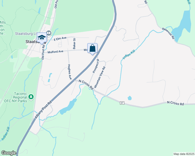 map of restaurants, bars, coffee shops, grocery stores, and more near 9 Mountain View Road in Staatsburg