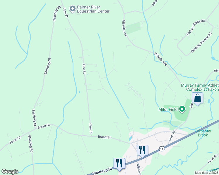 map of restaurants, bars, coffee shops, grocery stores, and more near 43 Colonial Way in Rehoboth