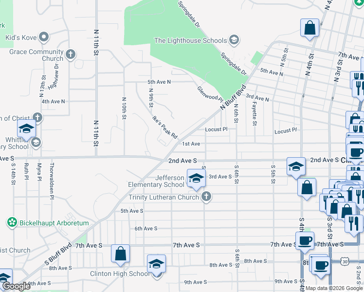 map of restaurants, bars, coffee shops, grocery stores, and more near 749 1st Avenue in Clinton