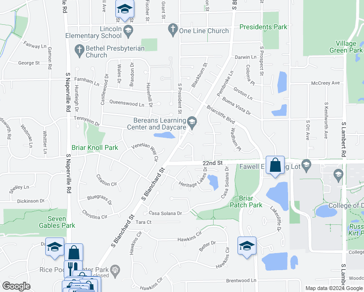 map of restaurants, bars, coffee shops, grocery stores, and more near 1603 Leytonstone Drive in Wheaton