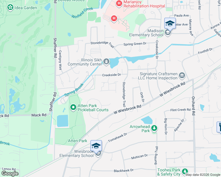 map of restaurants, bars, coffee shops, grocery stores, and more near 2107 Timber Lane in Wheaton