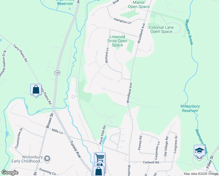 map of restaurants, bars, coffee shops, grocery stores, and more near 40 Ashley Court in Bloomfield