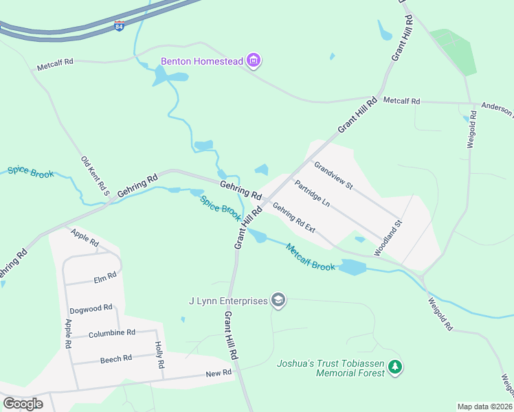 map of restaurants, bars, coffee shops, grocery stores, and more near 172 Grant Hill Road in Tolland