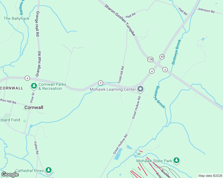 map of restaurants, bars, coffee shops, grocery stores, and more near 63 Cemetery Hill Road in Cornwall