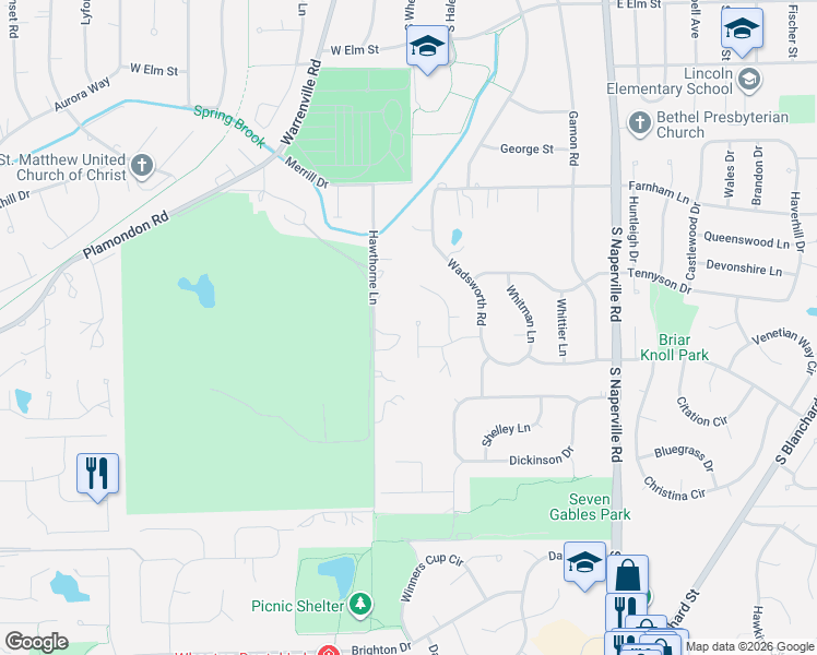 map of restaurants, bars, coffee shops, grocery stores, and more near 1620 Hunters Glen Court in Wheaton