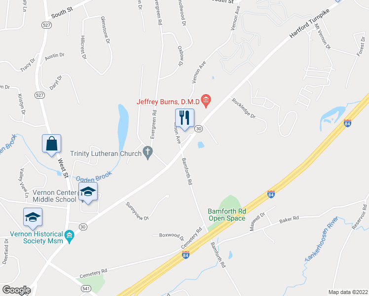 map of restaurants, bars, coffee shops, grocery stores, and more near 403 Vernon Avenue in Vernon
