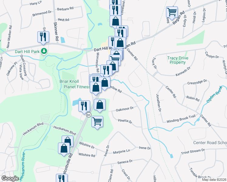 map of restaurants, bars, coffee shops, grocery stores, and more near 24 Howard Drive in Vernon