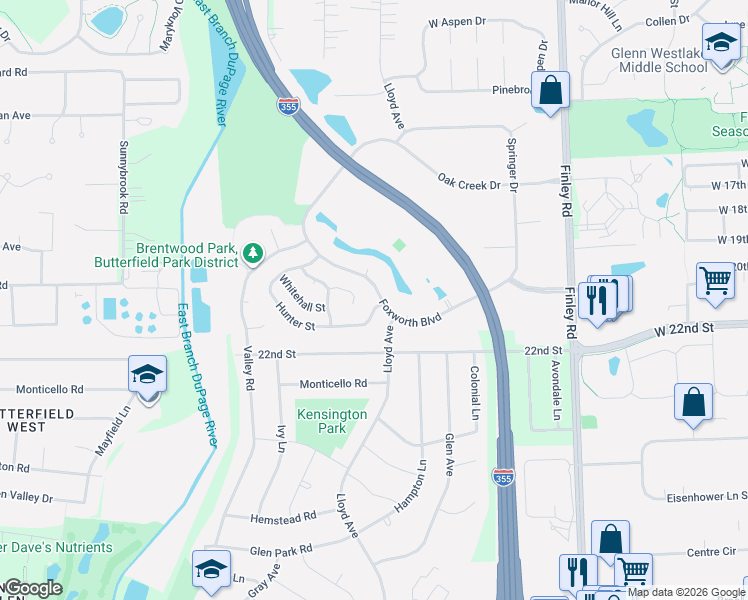 map of restaurants, bars, coffee shops, grocery stores, and more near 1011 Hunter Street in Lombard