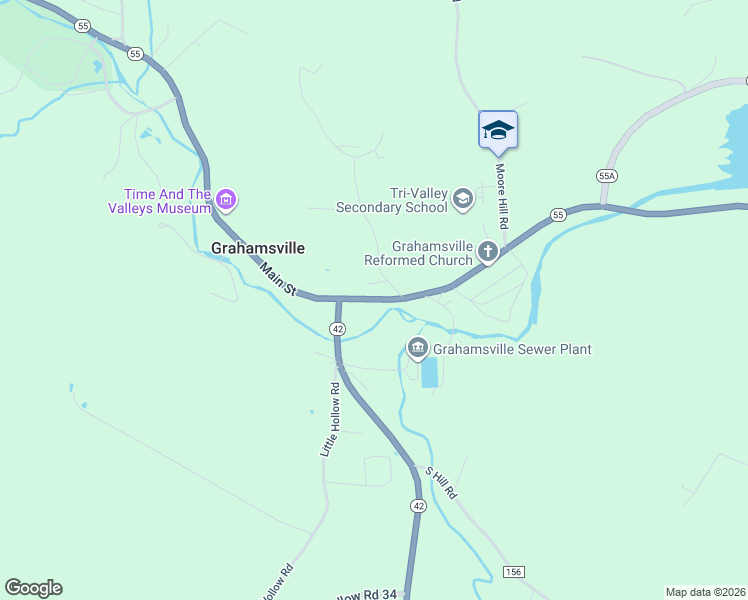 map of restaurants, bars, coffee shops, grocery stores, and more near 121 Main Street in Grahamsville