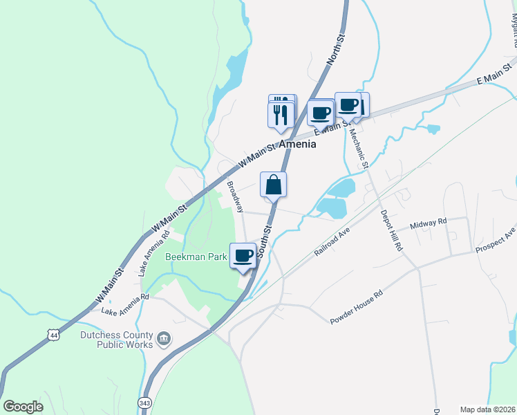 map of restaurants, bars, coffee shops, grocery stores, and more near 4879 New York 22 in Amenia