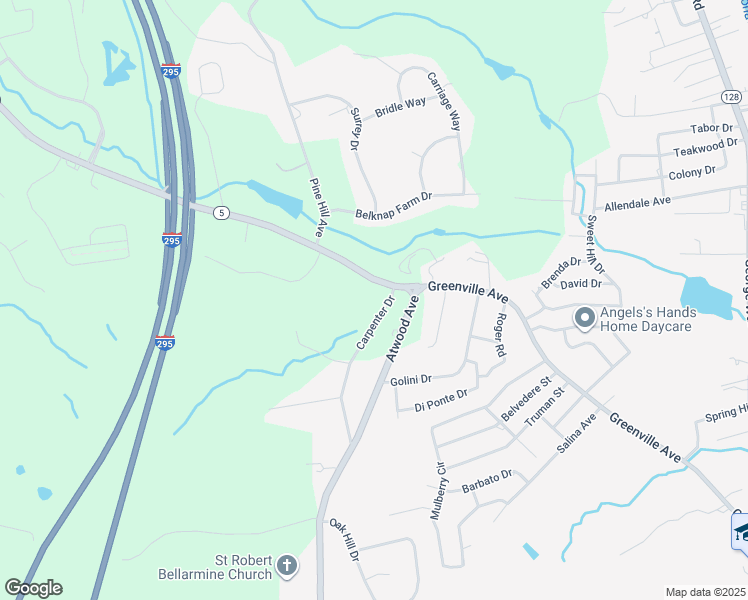 map of restaurants, bars, coffee shops, grocery stores, and more near 544 Greenville Avenue in Johnston