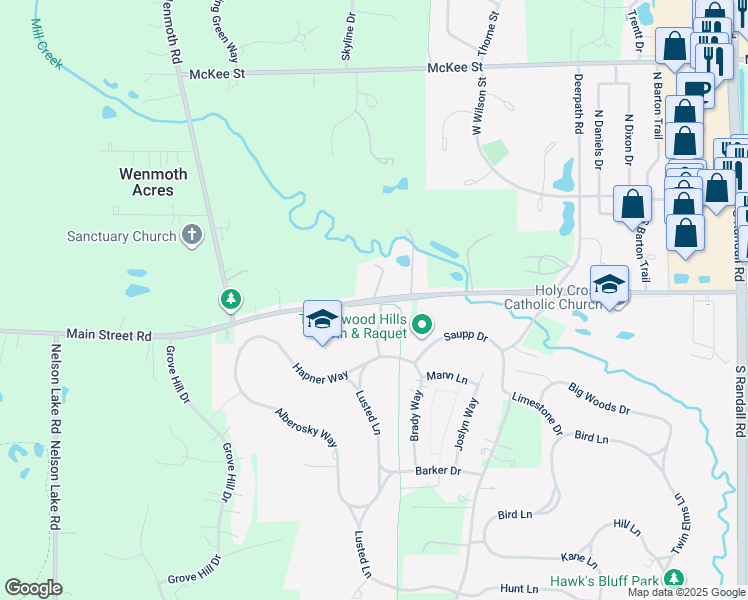map of restaurants, bars, coffee shops, grocery stores, and more near 37 Main Street Road in Batavia