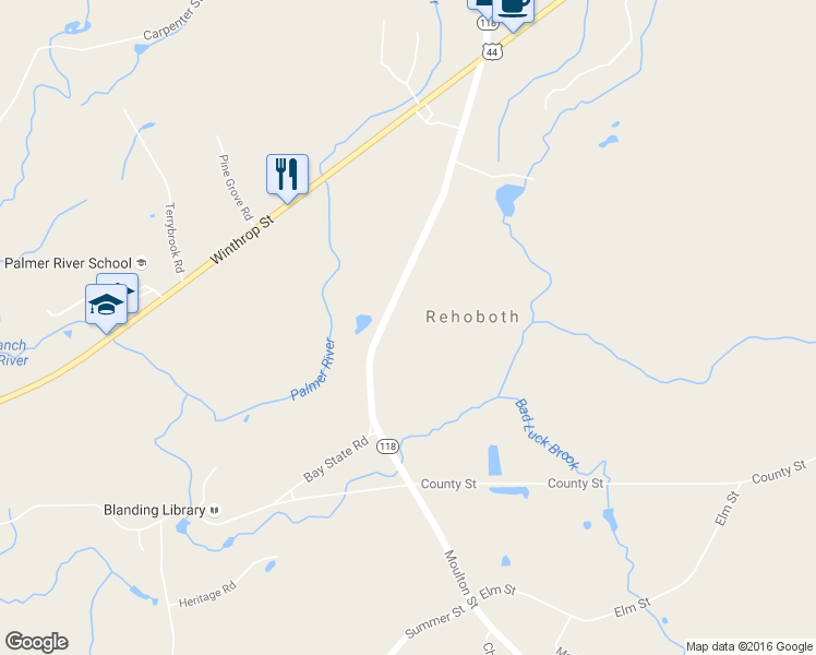 map of restaurants, bars, coffee shops, grocery stores, and more near 59 Bay State Road in Rehoboth
