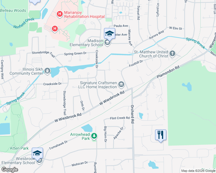 map of restaurants, bars, coffee shops, grocery stores, and more near 1569 Surrey Drive in Wheaton
